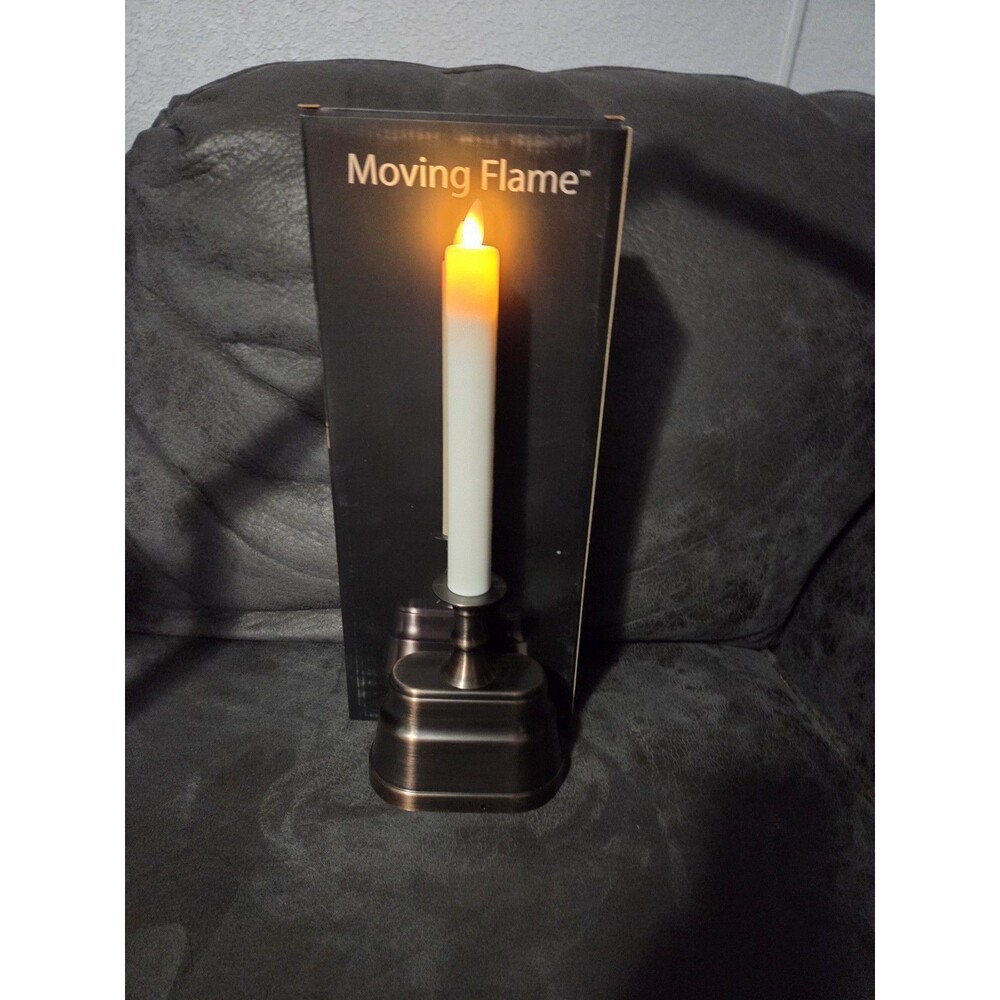 Liown Moving Flame Window Candle 13" Bronze Base Dusk to Dawn Sensor Ivory Matte
